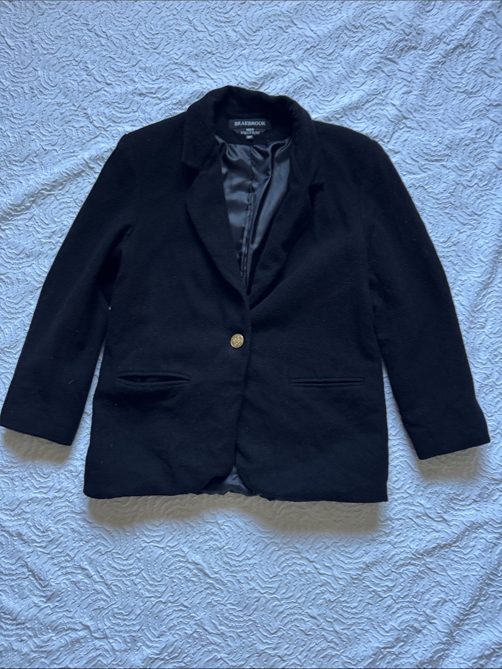Black Blazer Jacket with Gold Button by BraeBrook